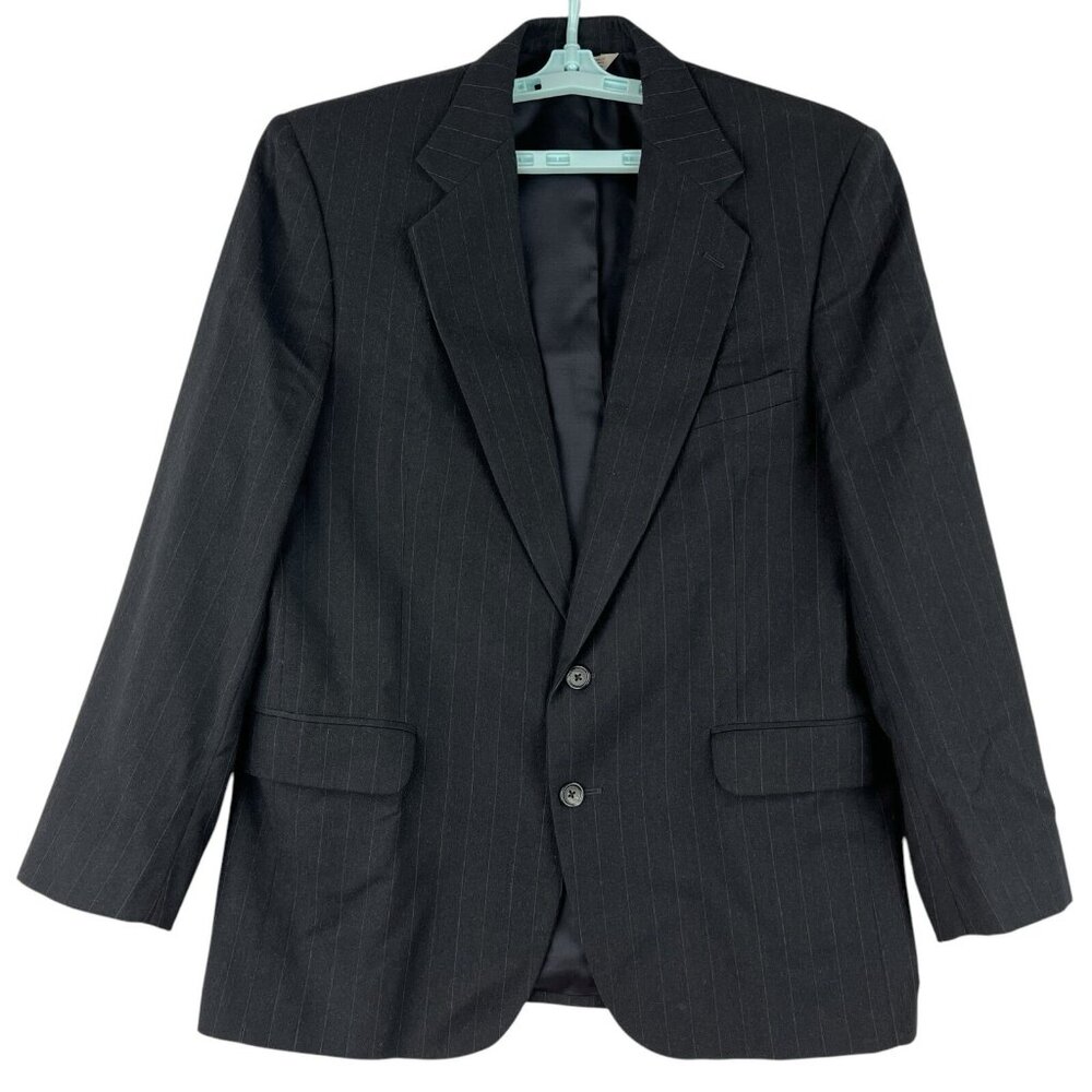 Wall Street Men's 100% Pure Wool‎ Navy Blazer Sport Coat Size 42R Striped
